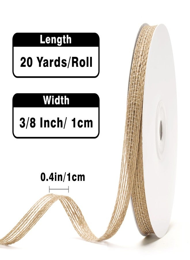 KINGLAKE Natural Jute Thin Burlap Ribbon – 3/8 Inch x 20 Yards Rustic Ribbon Roll with Spool for Crafts, Gift Wrapping, Wreaths, Wedding, Christmas and Rustic DIY Decorations - Image 2